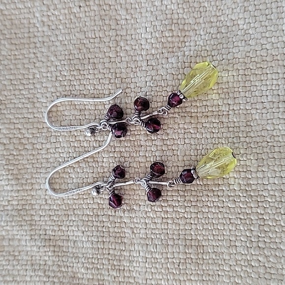 Silpada Sterling Silver,Garnet, and Yellow Quartz Dangle Earrings W1054-HTF - Picture 6 of 7